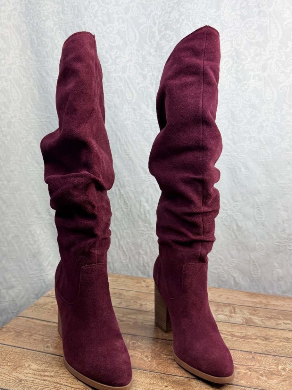 Nine West Burgundy Slouch Tall Heeled Boots Size 9 Title: Nine West Women's - Picture 4 of 12